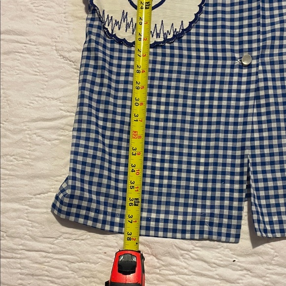 beautiful Blue Gingham Dress with Floral Pocket - Picture 11 of 12